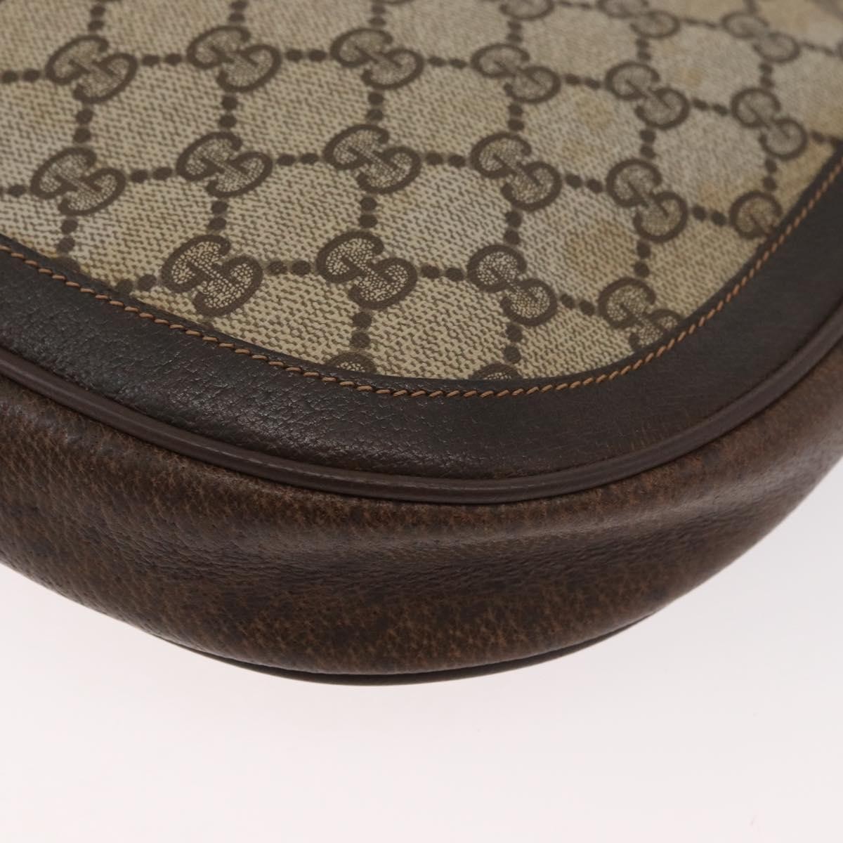 GUCCI GG Supreme Web Sherry Line Shoulder Bag PVC Beige Gold Auth 182476
