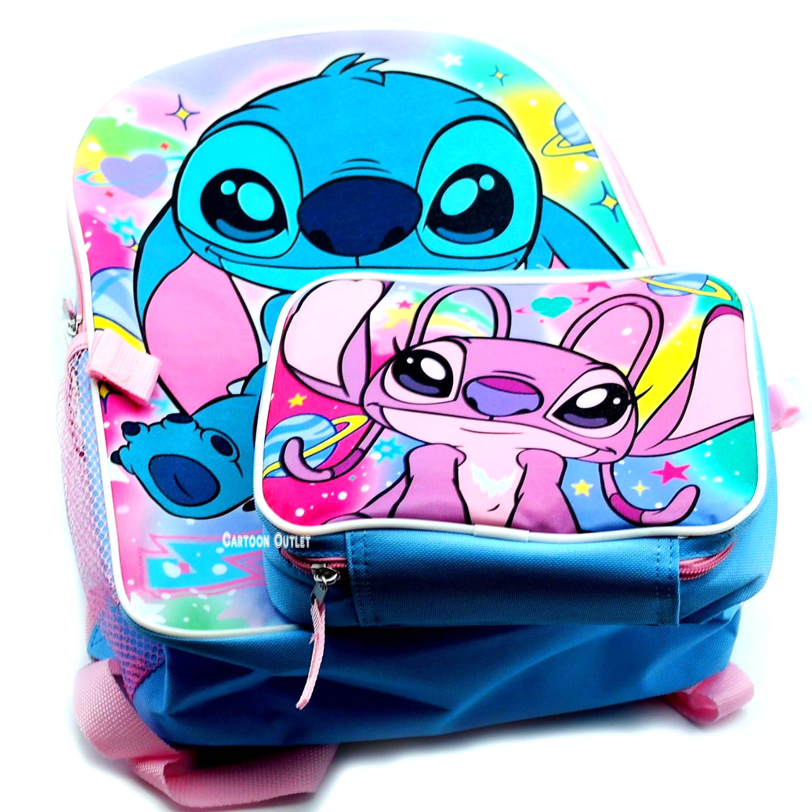 Disney Lilo & Stitch Angel w/Lunch Bag Backpack Set 16″ School Book Bag New