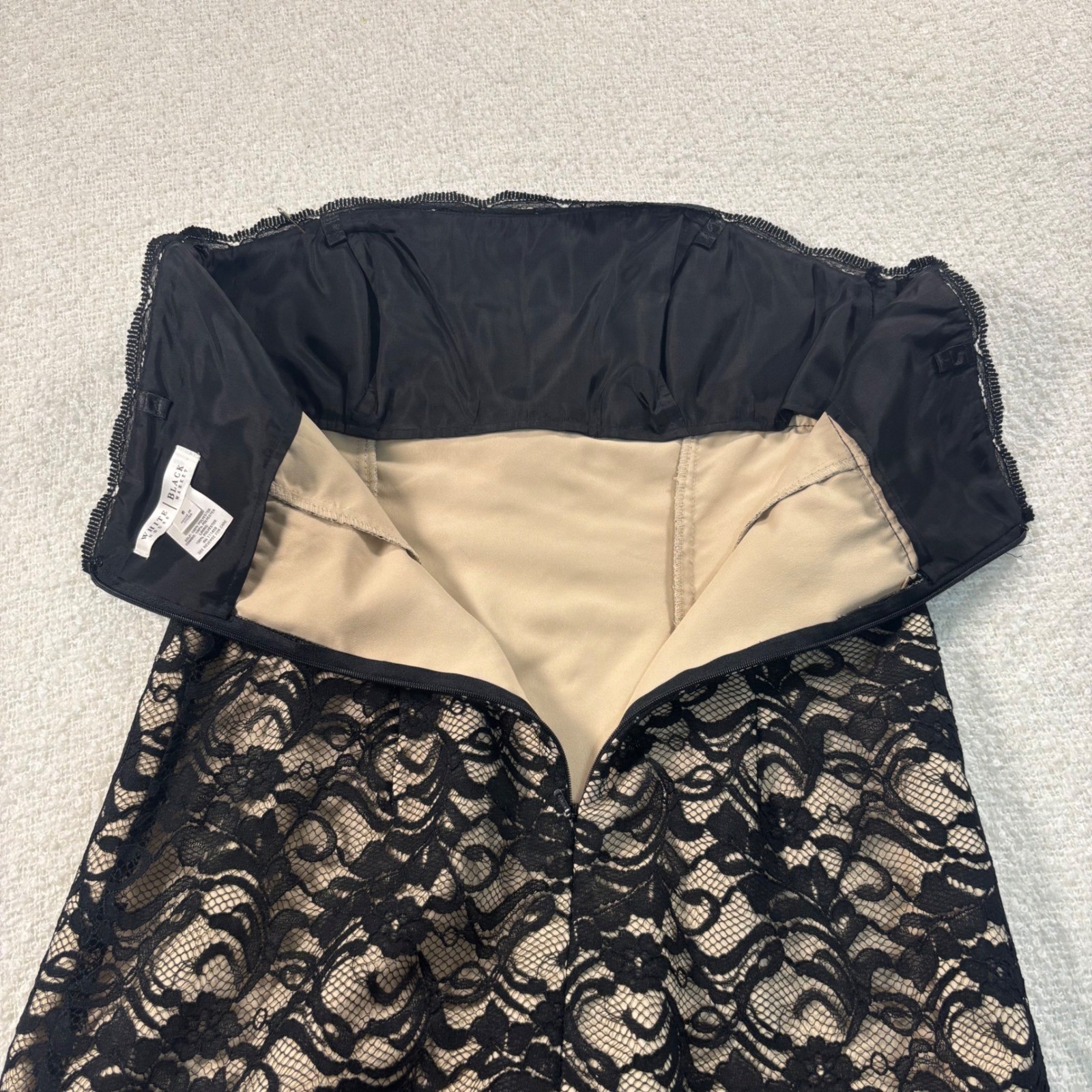 white house black market lace bow black beige dress y2k coquette chic goth 00s