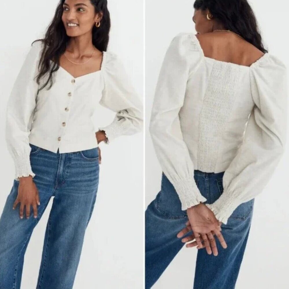 Madewell Corduroy Sweetheart Smocked-Back Top Women’s Size 6