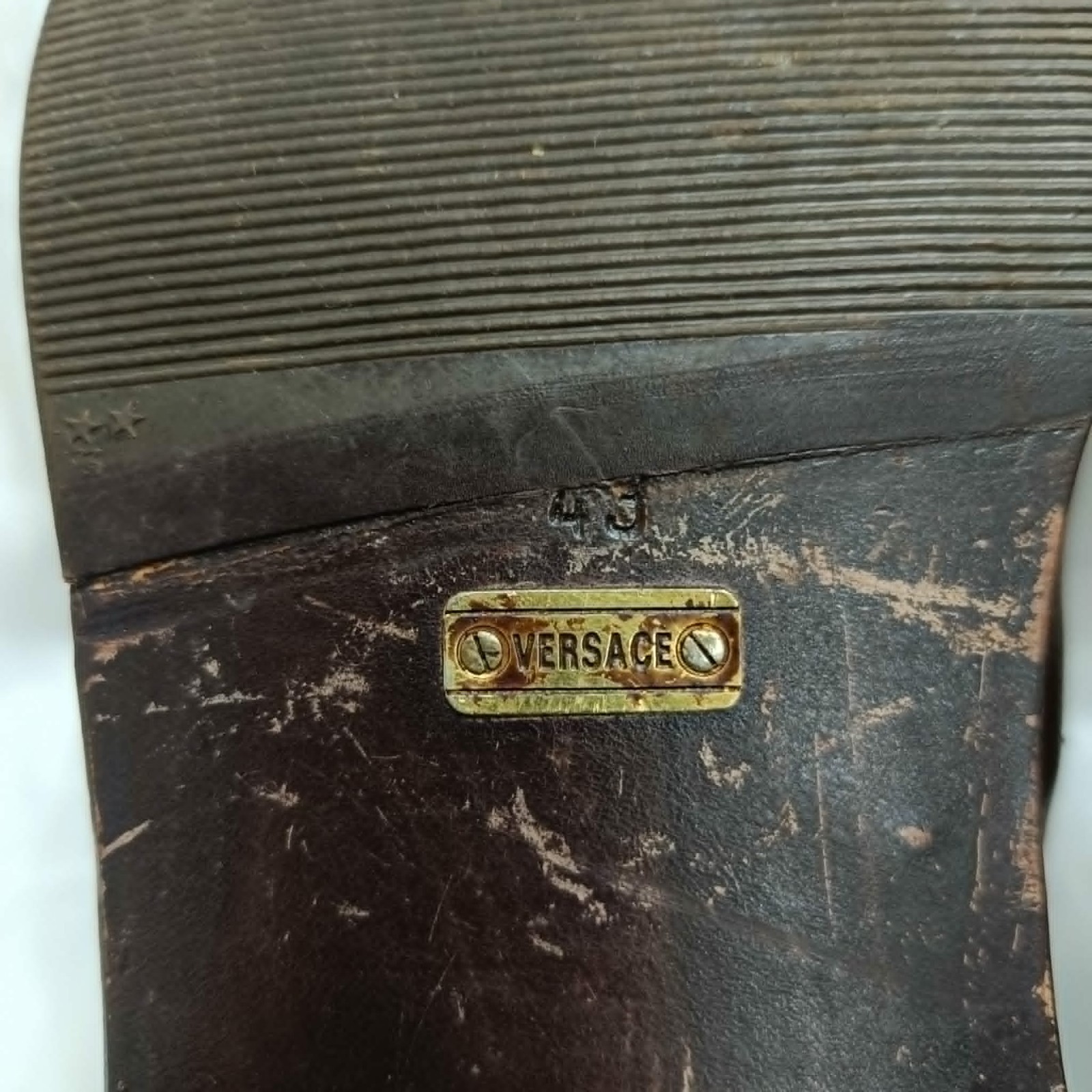 Gianni Versace Shoe Vintage Men Leather Medusa Logo Brown Loafers Sz 43 EU 10 US