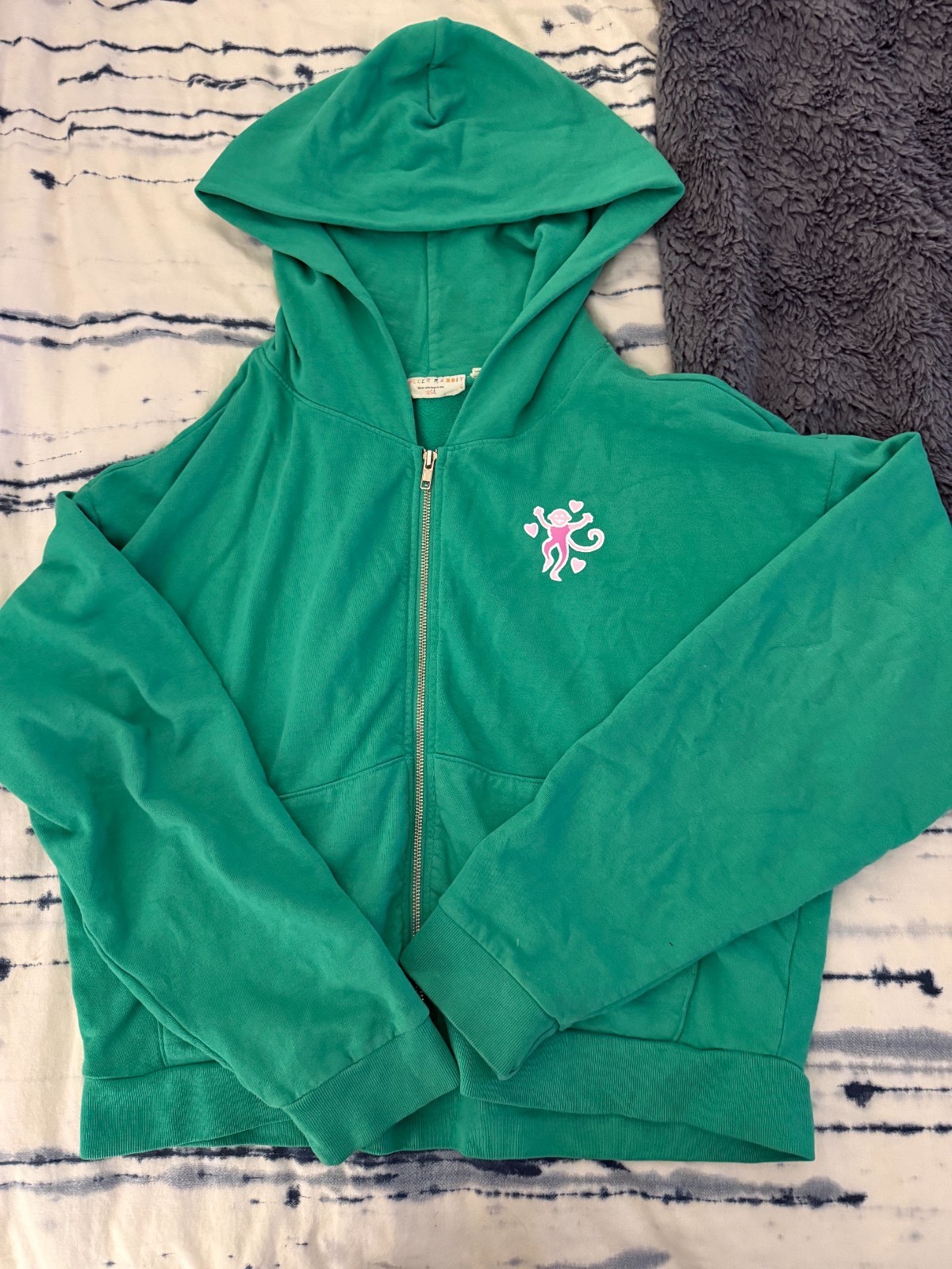 Roller Rabbit Green Zip Hoodie and Sweatpants, Size L
