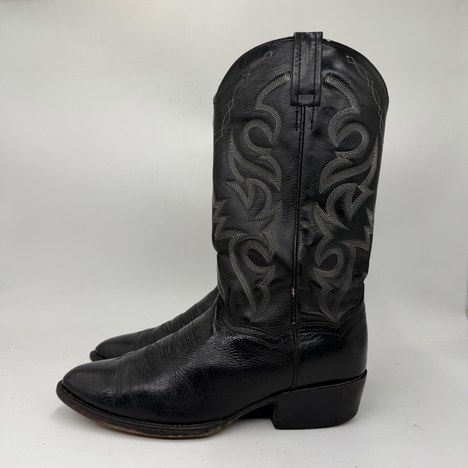 Dan Post Men’s DP2110 Milwaukee Black Leather Cowboy Boots Almond Toe 8.5 EW