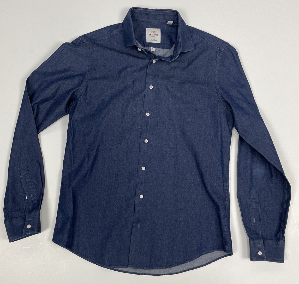 Ben Sherman Men’s 15 1/2, 34/35 Tailored Slim Fit Button Down Long Sleeve Shirt