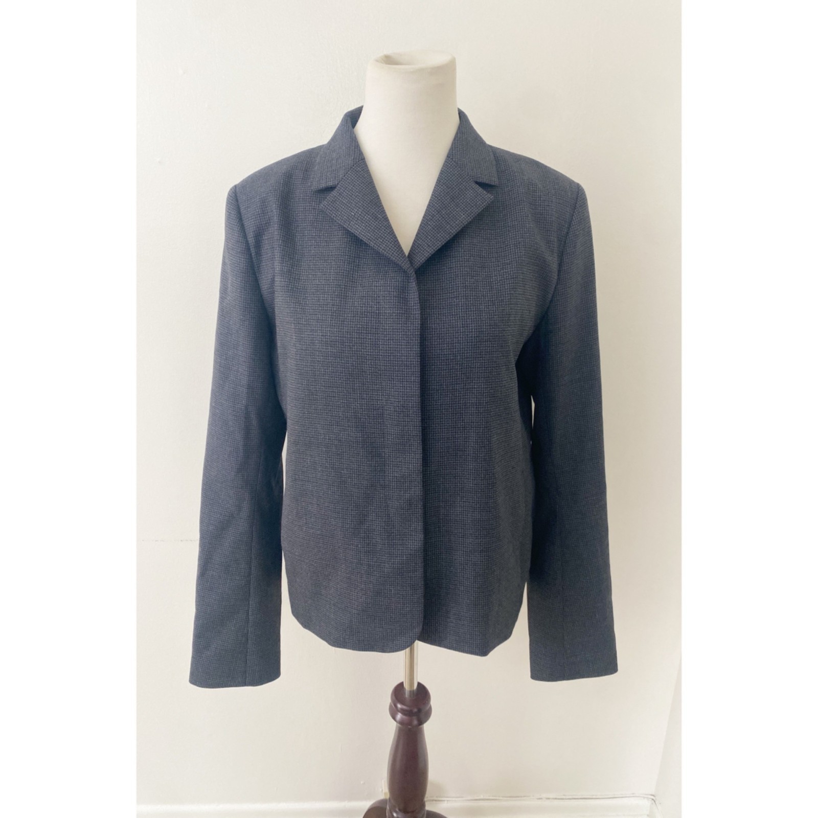 Kallmeyer New York Iman Shrunken Blazer Jacket Wool Houndstooth Size 12