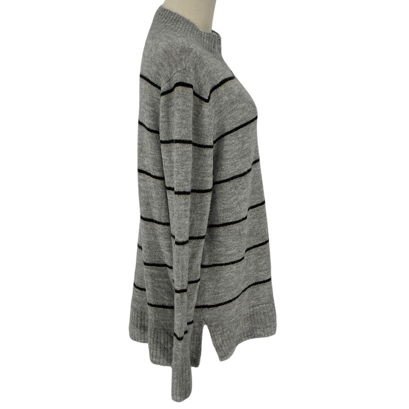 Old Navy Gray Black Striped Mock Neck Sweater Pullover Long Sleeve Size L