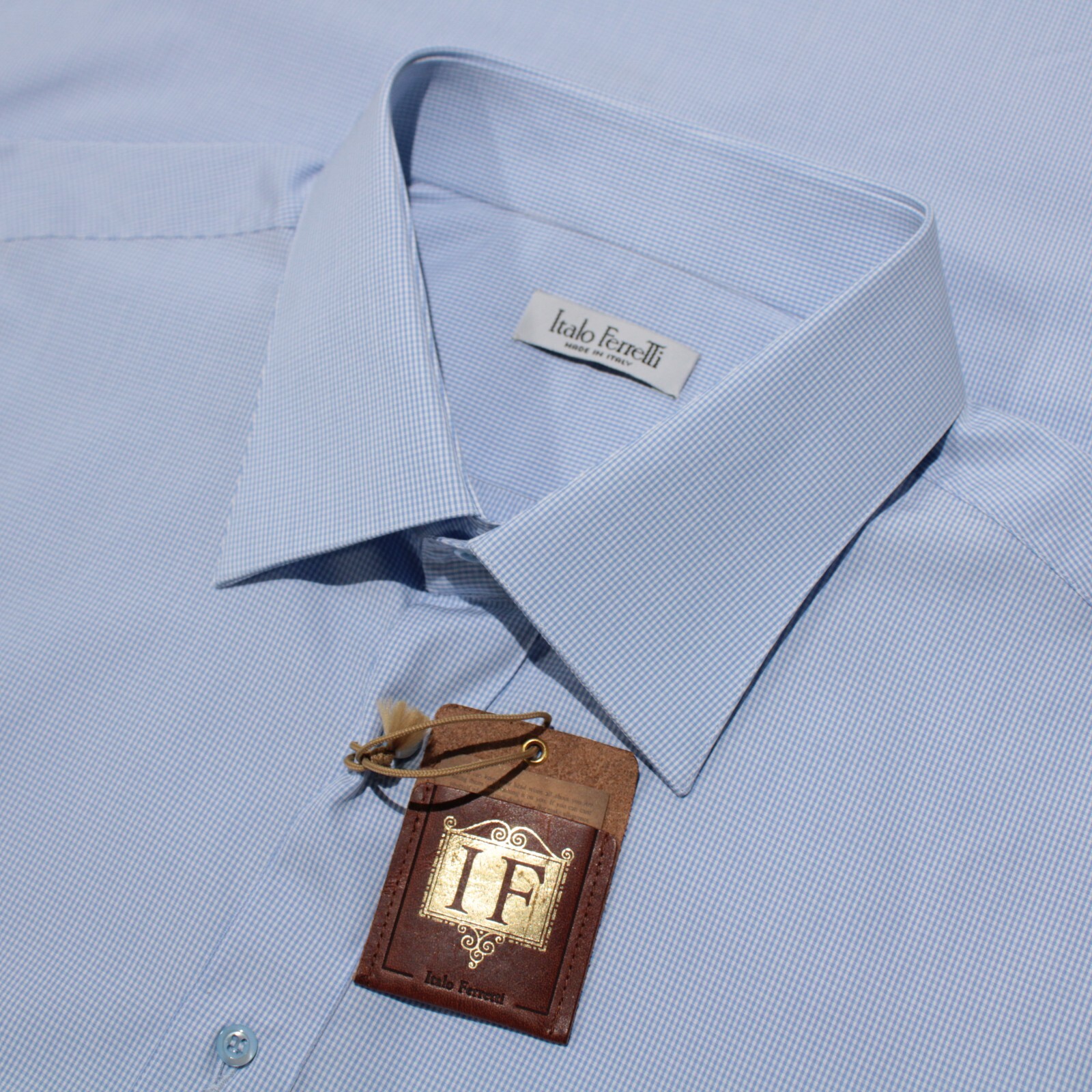 Italo Ferretti NWD Dress Shirt Size 19 47 In Light Blue & White French Cuff
