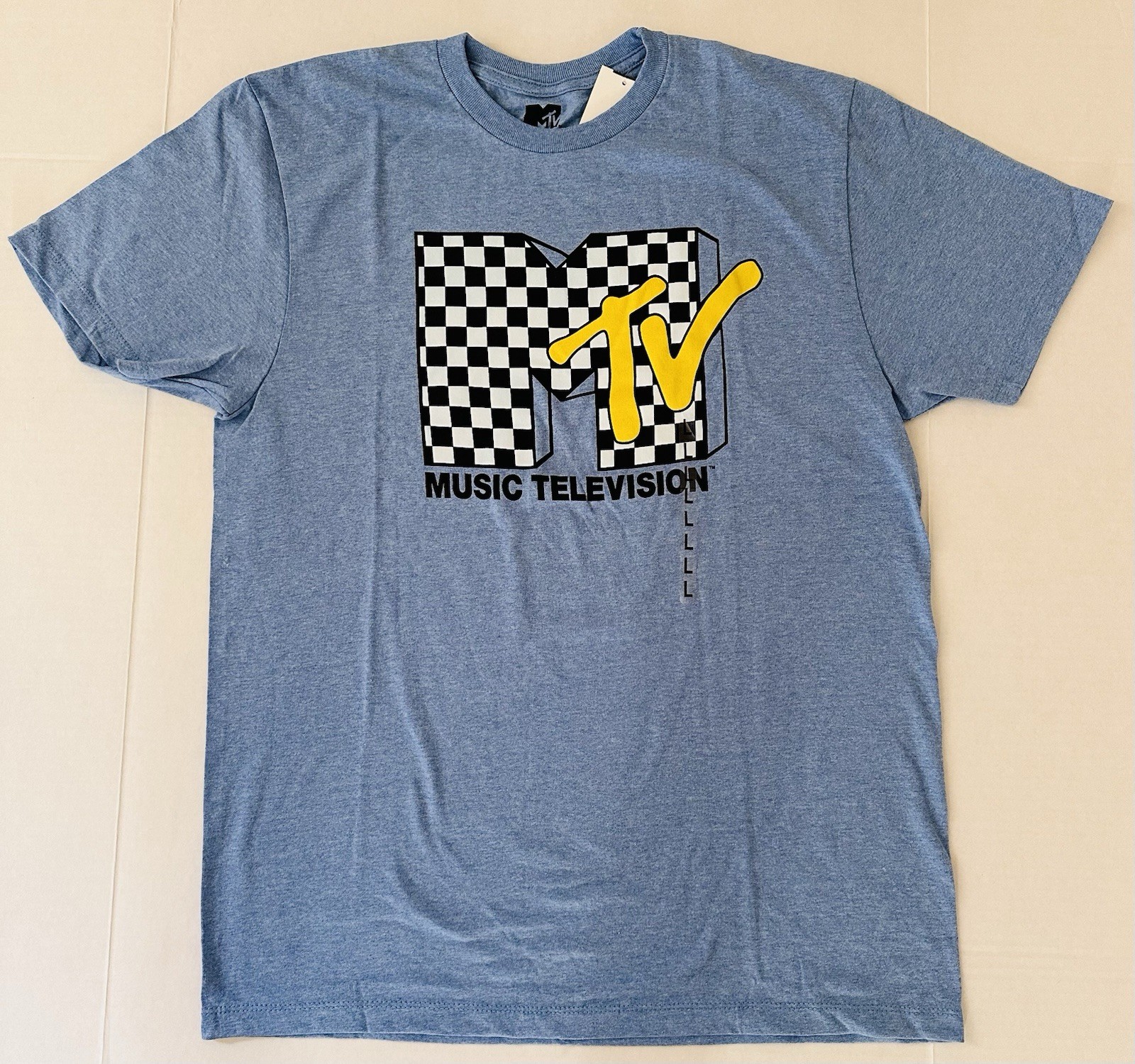 MTV Music Television Black And White Checkered Tee Shirt New