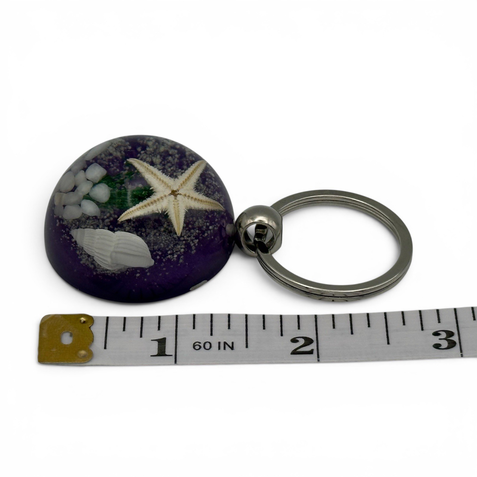 Dark Green Beach Starfish Resin Keychain Shell Ocean Sea Life Gift
