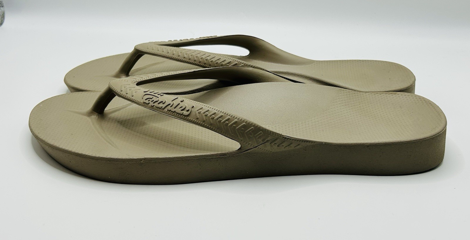 Archies Arch Support Flip Flops Beige/Brown Womens 10 Mens 9 Orthotic Sandals