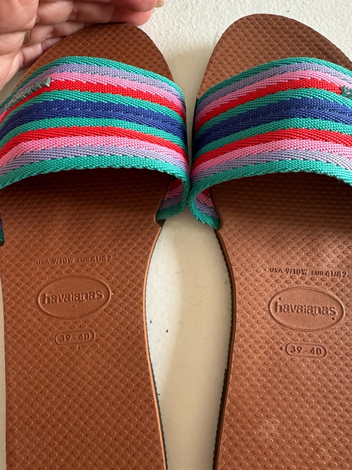 Havaianas You Malta Mix Multicolored Stripe Slide Sandals Women’s 9/10 W US New!