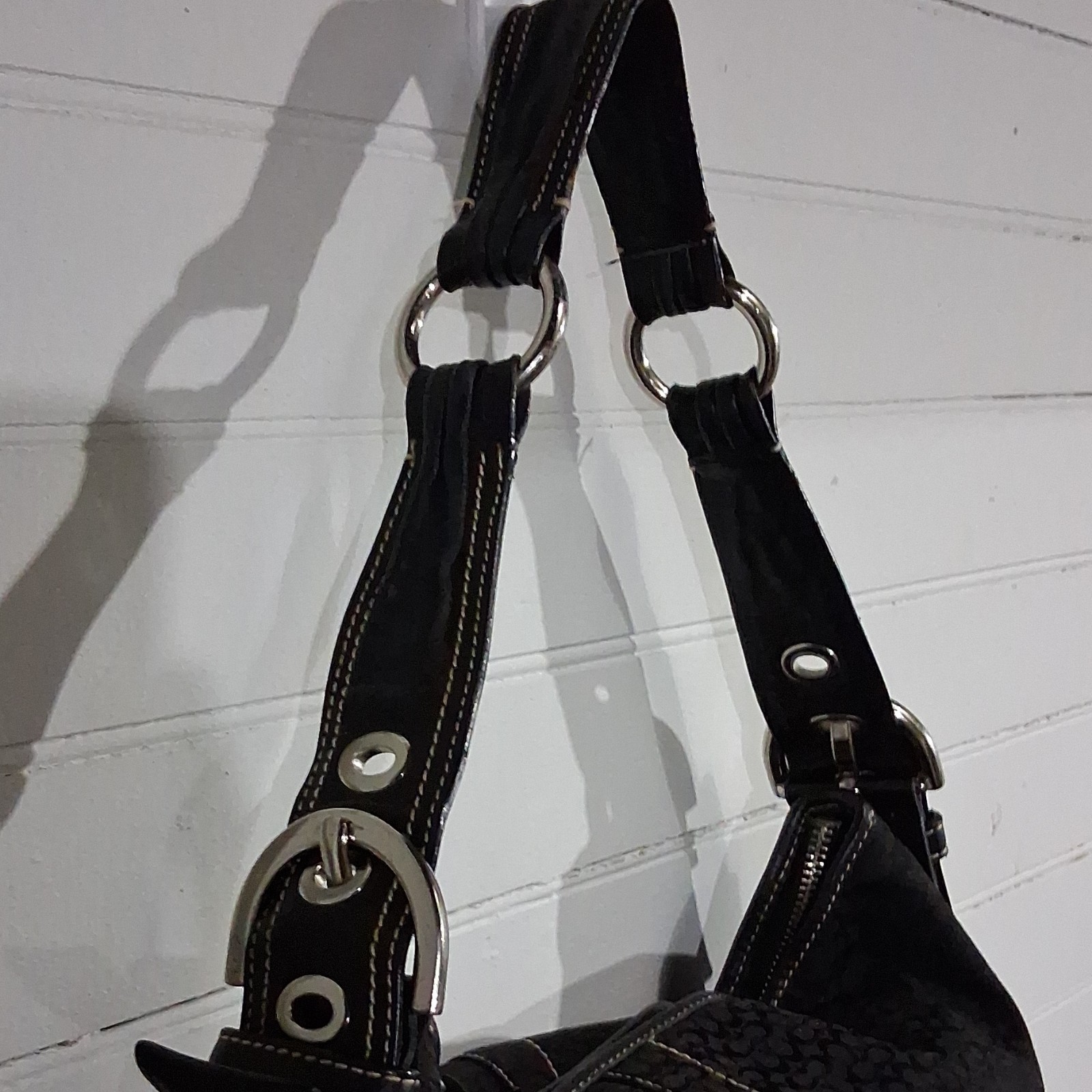 Coach Black Signature Logo Y2K Demi Bag Tassel Charm No. G052-2158
