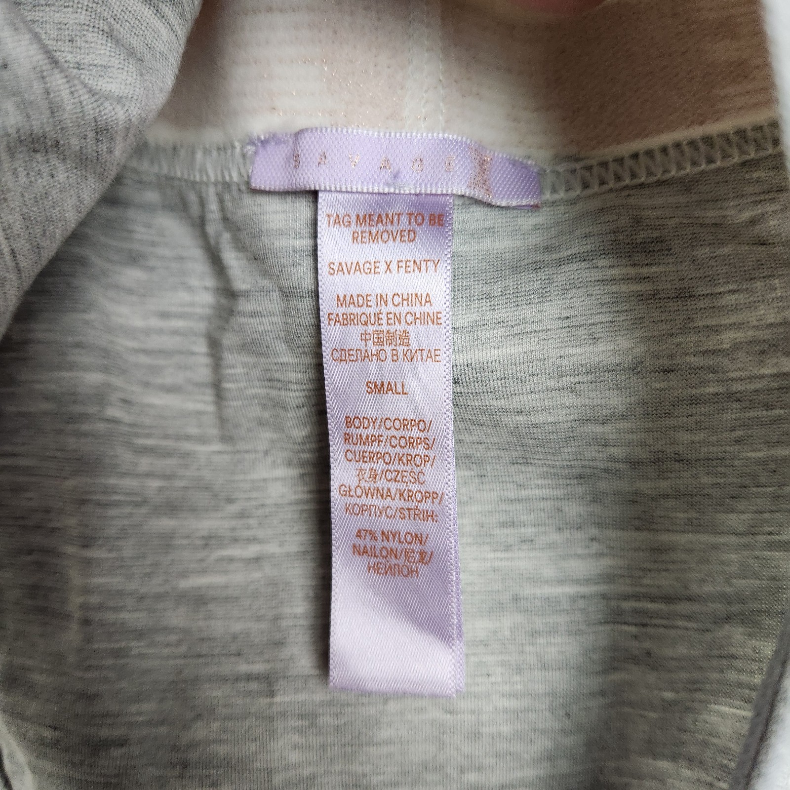 Savage X Fenty Womens Size Small Gray Deep Plunge V-Neck Snap Crotch Bodysuit