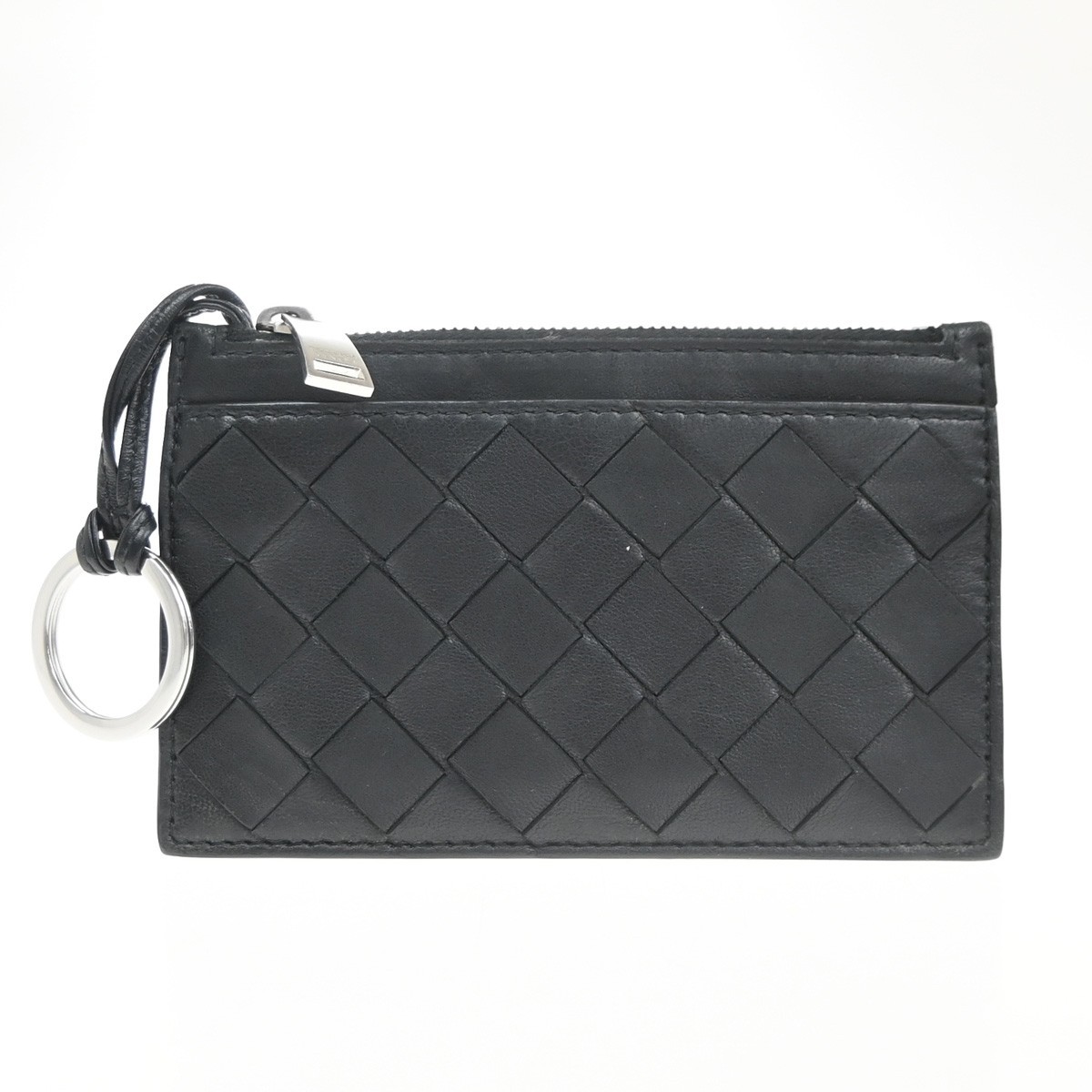BOTTEGA VENETA Logo Intrecciato Coin Case Wallet Leather Black Italy 65KC669