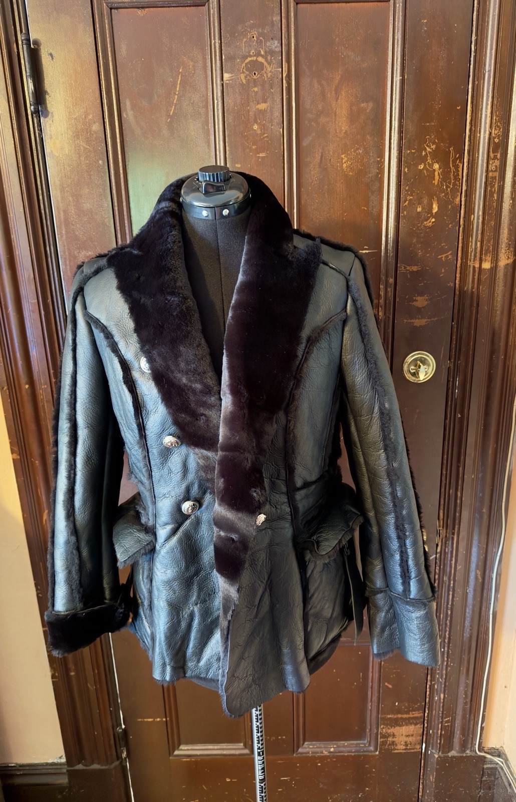 Black Leather Shearling
