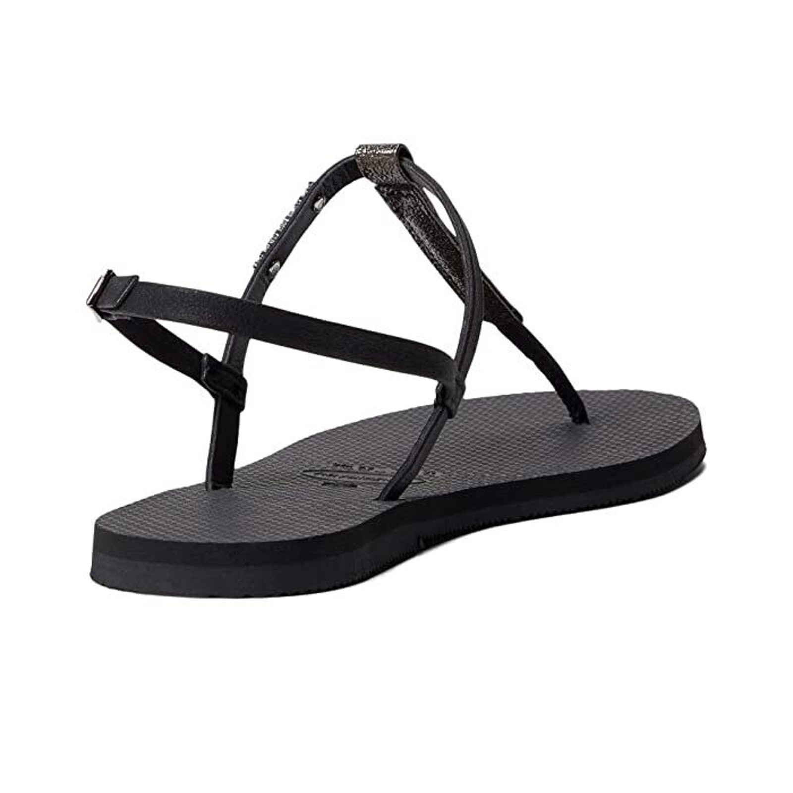 Havaianas You Rio Black Sandals Ankle Strap Metallic Women’s Size 11.5 US NEW