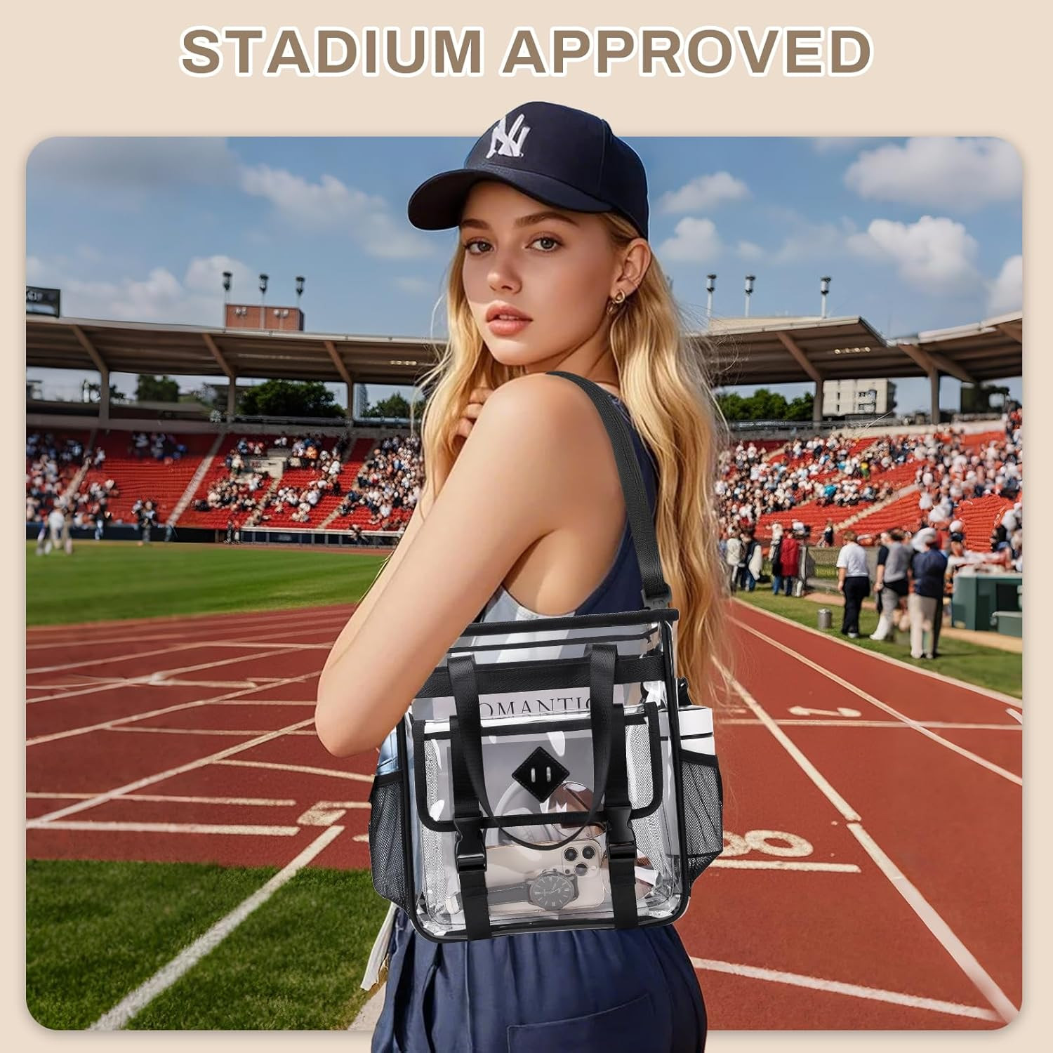 Clear Tote Bag Stadium Approved 12X6X12, Thickened Heavy Duty PVC Transparent To