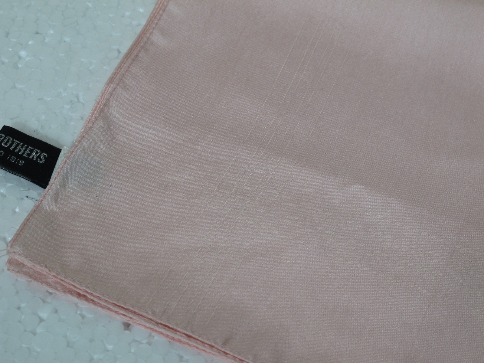 Vtg Brooks Brothers Pale Pink Silk Pocket Square Hand Made in Italy