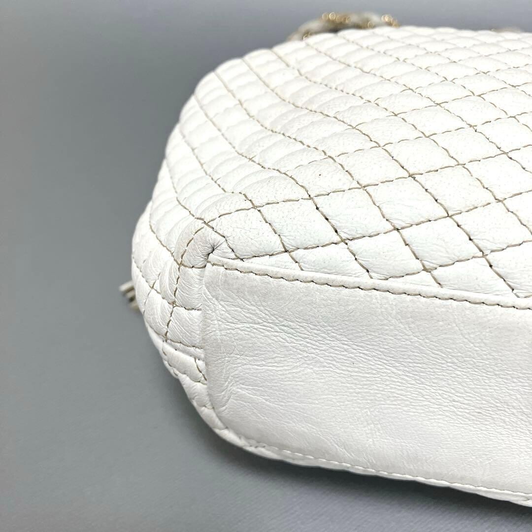 BALLY White Quilted Leather Gold Hardware Crossbody Shoulder Bag Italy