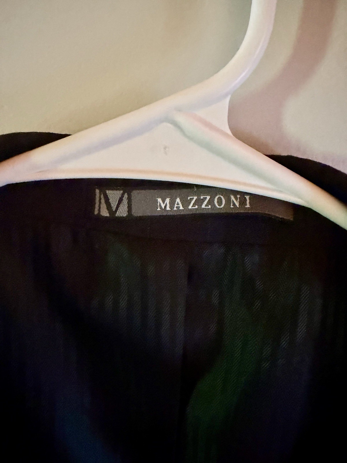 Mazzoni Men’s Black Pinstripe Suit Jacket 48/43R Single-Breasted 3-Button