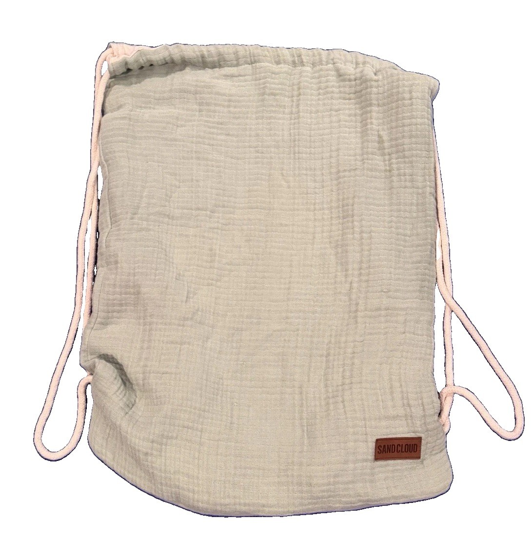 Sand Cloud Sage Green Drawstring Backpack with Beige Rope Straps