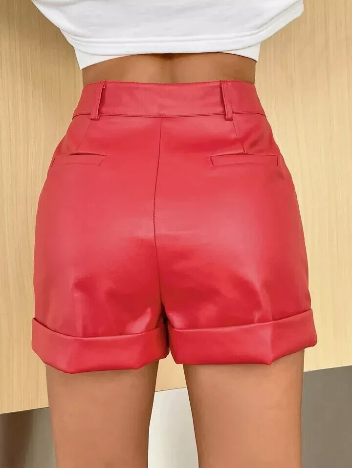 Red Women’s Shorts Genuine Lambskin Leather Handmade New Stylish Party Casual