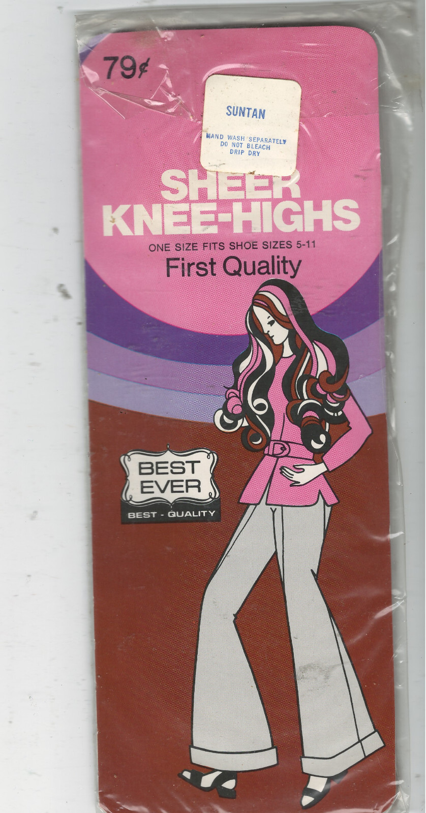 VINTAGE 1970’S BEST EVER SHEER KNEE-HIGHS BROWN SUNTAN ONE SIZE 5-11 US NEW
