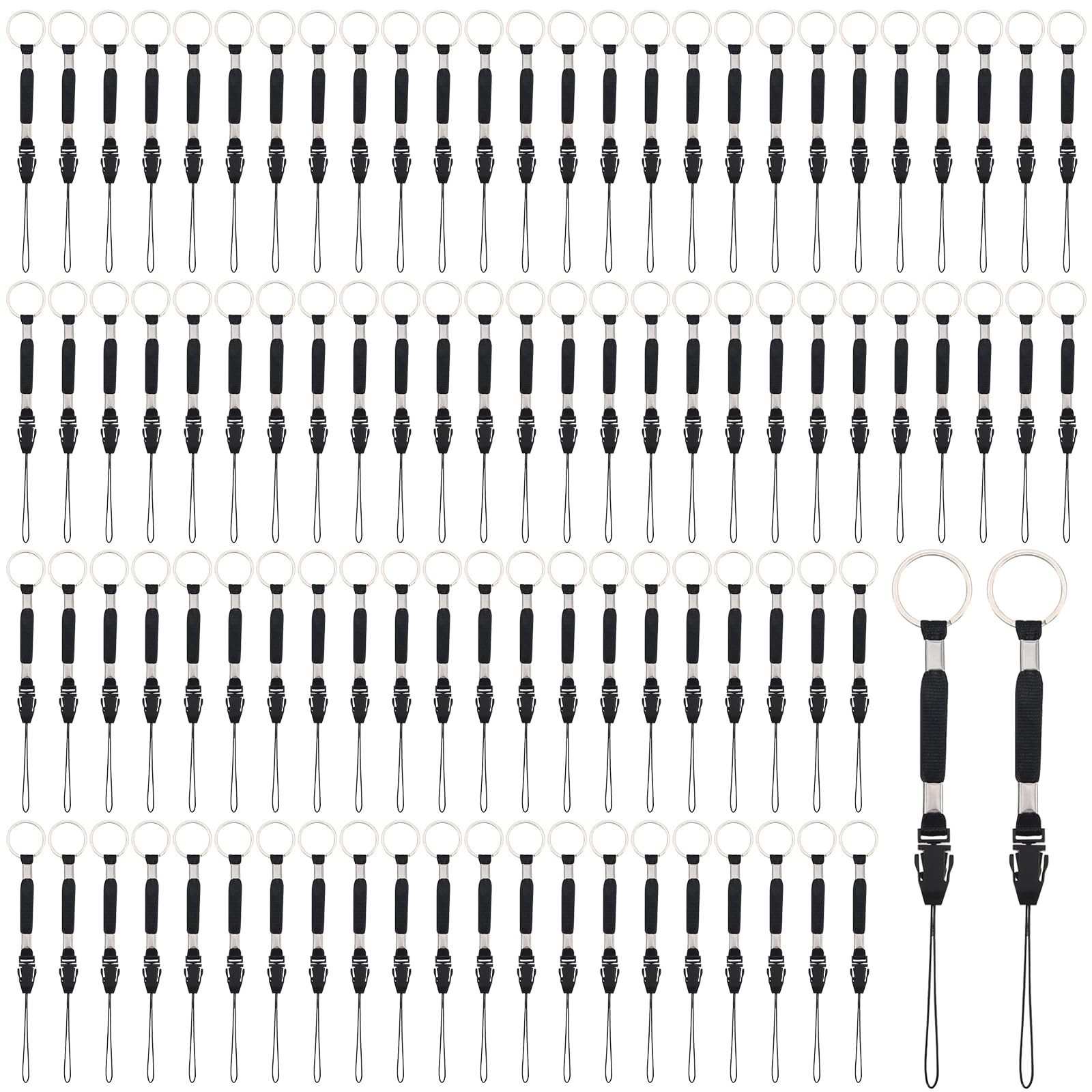 200 Pcs Black Nylon Detachable Lanyard Strap for USB, ID Card, Keychain, MP3/MP4