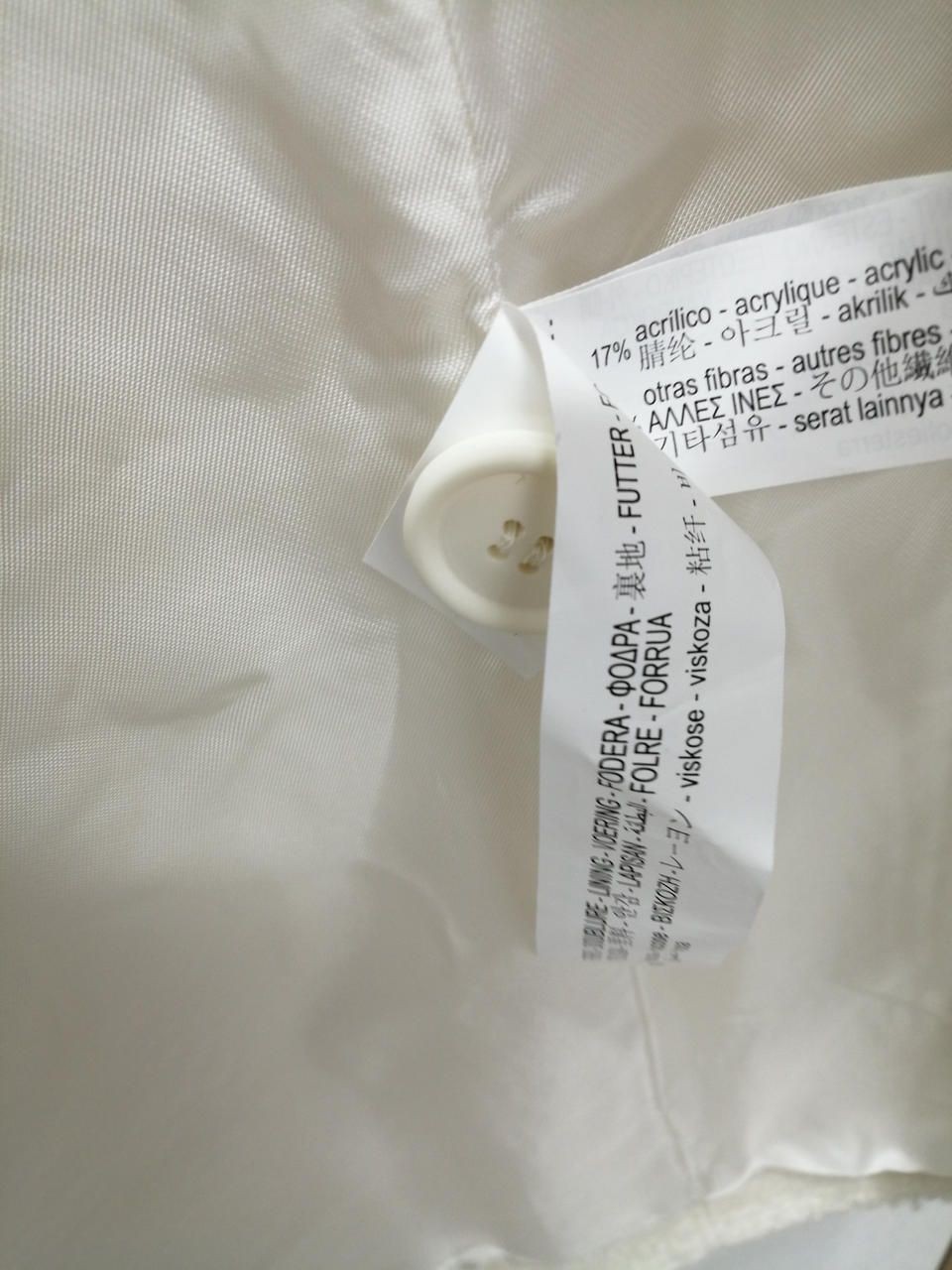 ZARA Straight Wool Blend Coat With Tags WHT S Used