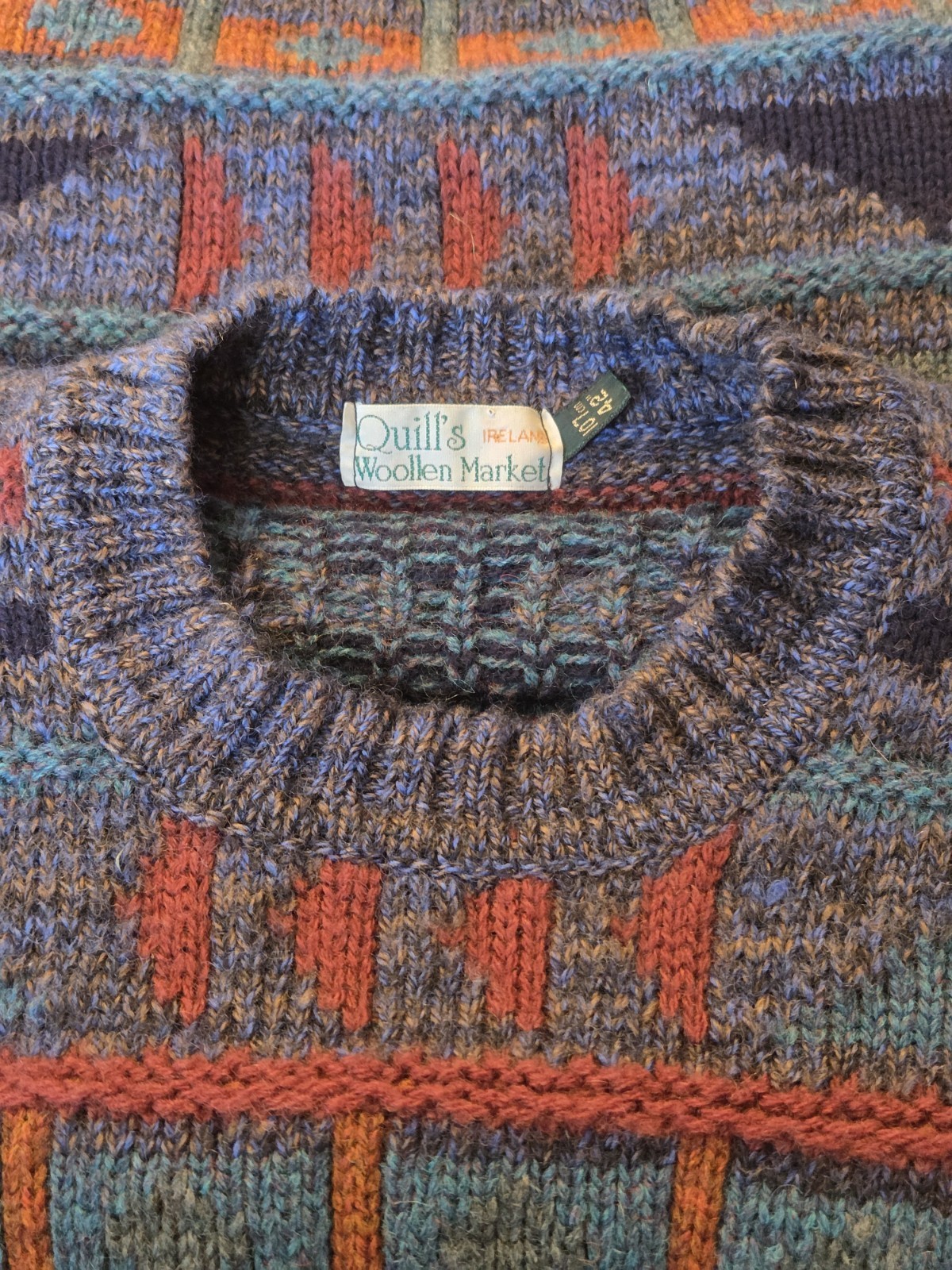 Quill’s Woollen Market 107cm 42in Large Ireland Wool Chunk Knit Heavy Sweater