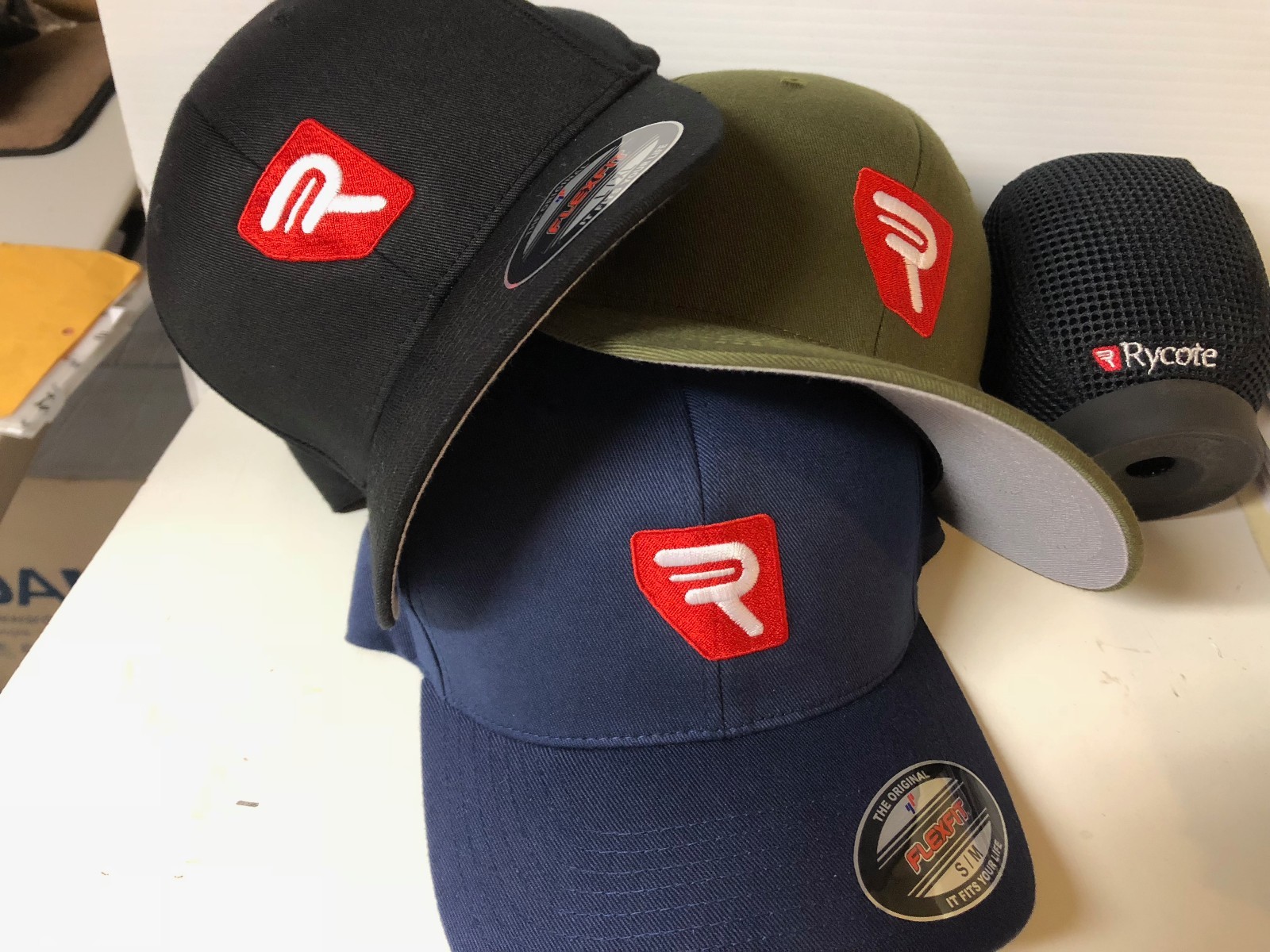 Rycote Logo Embroidered Flexfit Ball Cap Black Olive Navy S/M-XXL
