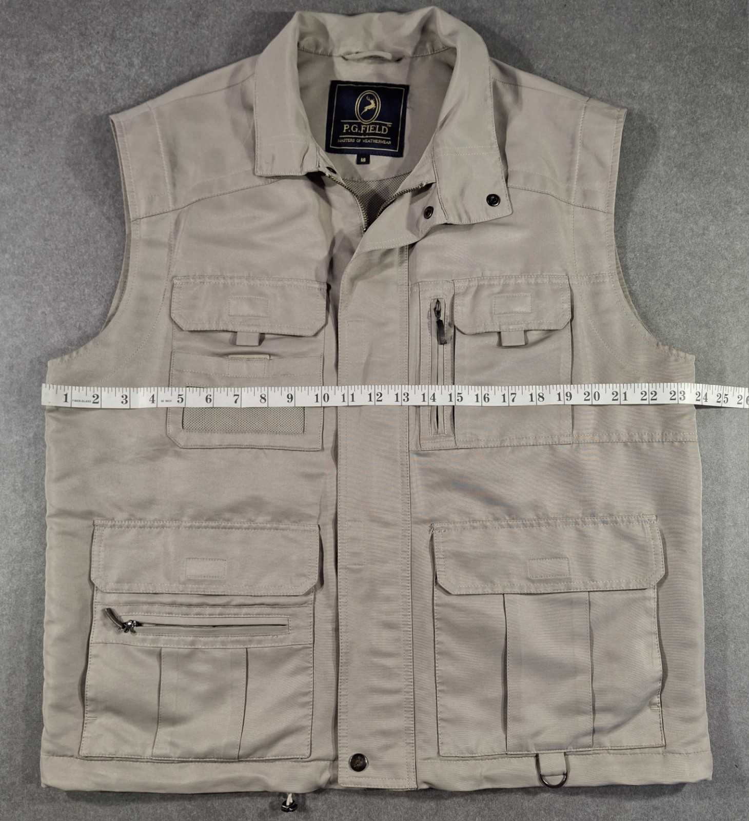 PG Field Mens Black Beige Weatherwear Gilet Bodywarmer M Medium Outdoor Full Zip