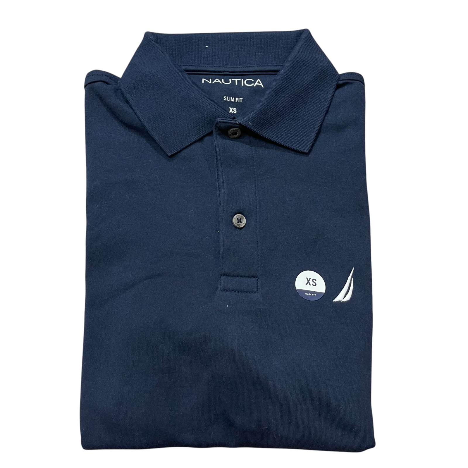 NWT Nautica Mens Slim Fit Solid Soft Interlock Knit Short Sleeve Deck Polo Shirt