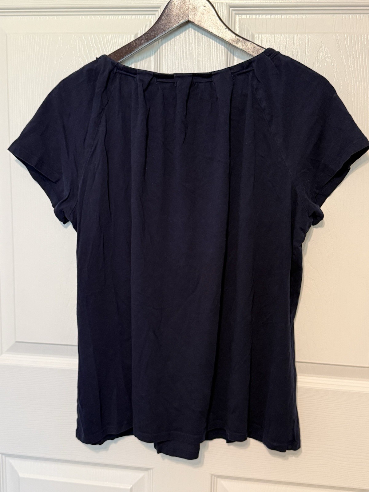 Lauren Ralph Lauren Navy Scoop Neck Short Sleeve Blouse 2X Drawstring Grommet