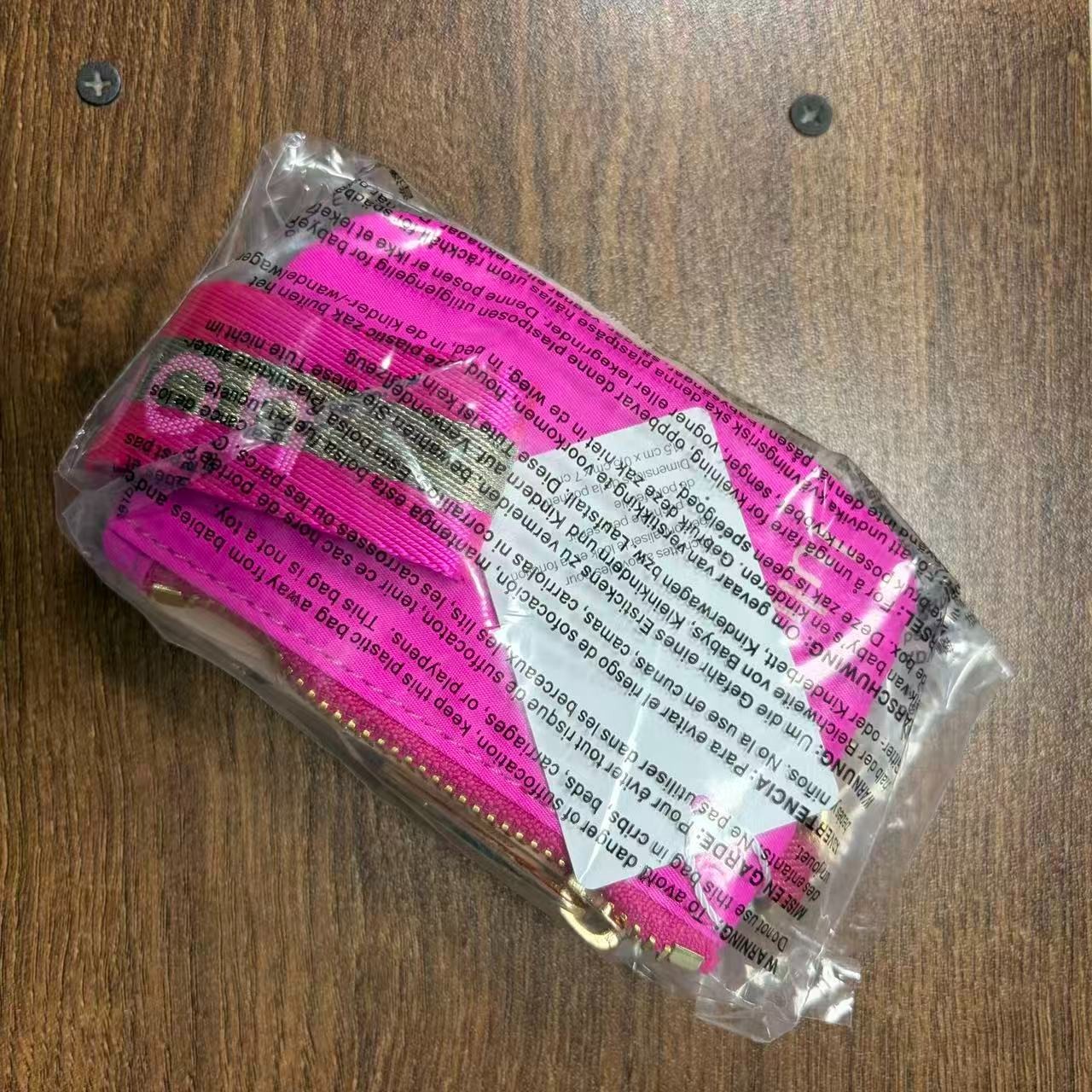 Lululemon Athletica Dual Pouch Wristlet Keychain Wallet Gold and rose red