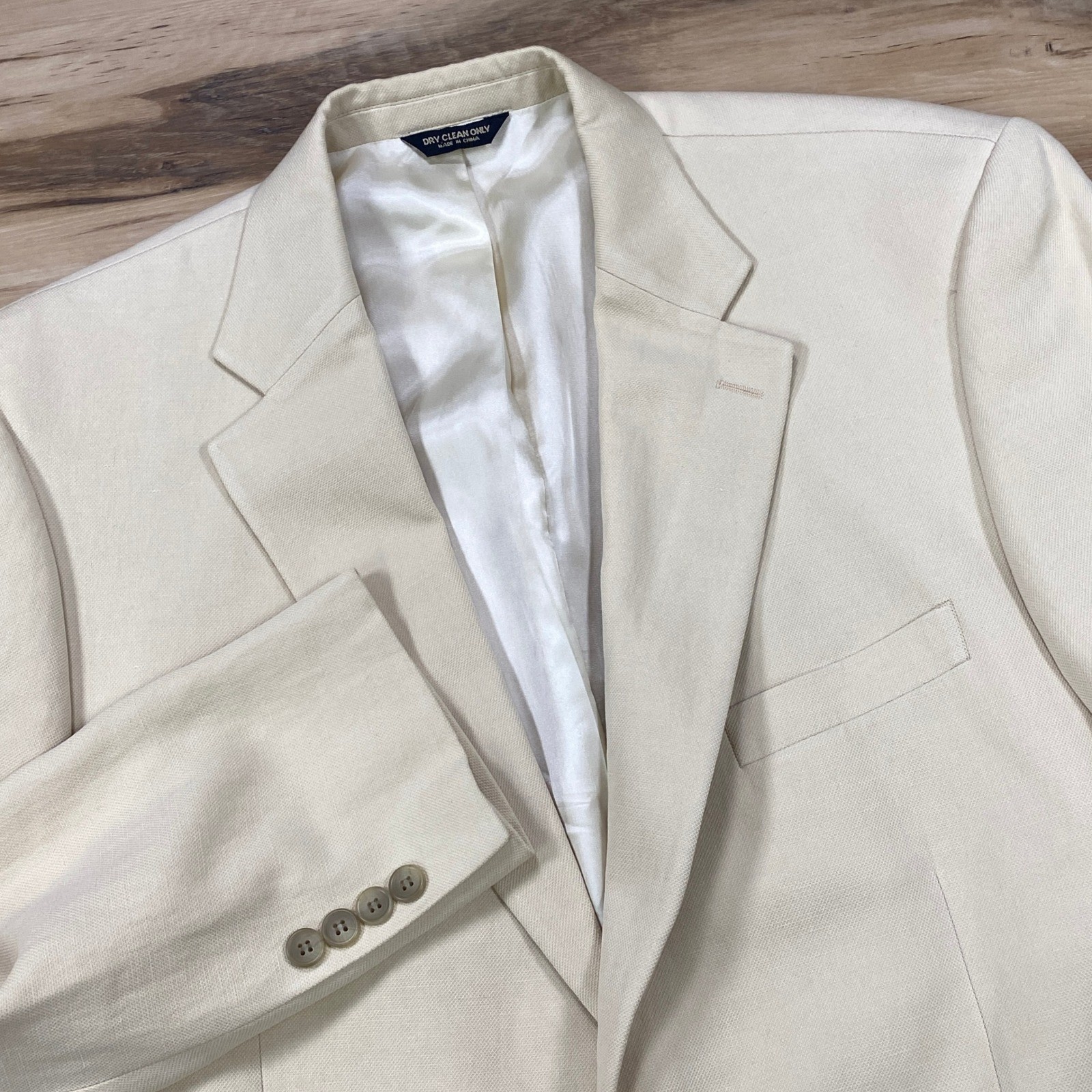 Grant Thomas Blazer Men 44R Quiet Luxury Silk Linen Sport Coat Cream 44 Reg