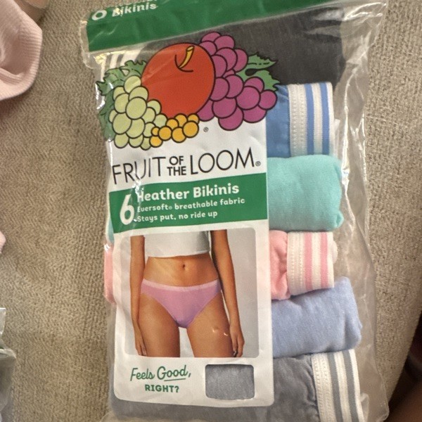 Fruit of the Loom Girls Heather Bikini Tagless Underwear 6 Pack Size 5/S Multi