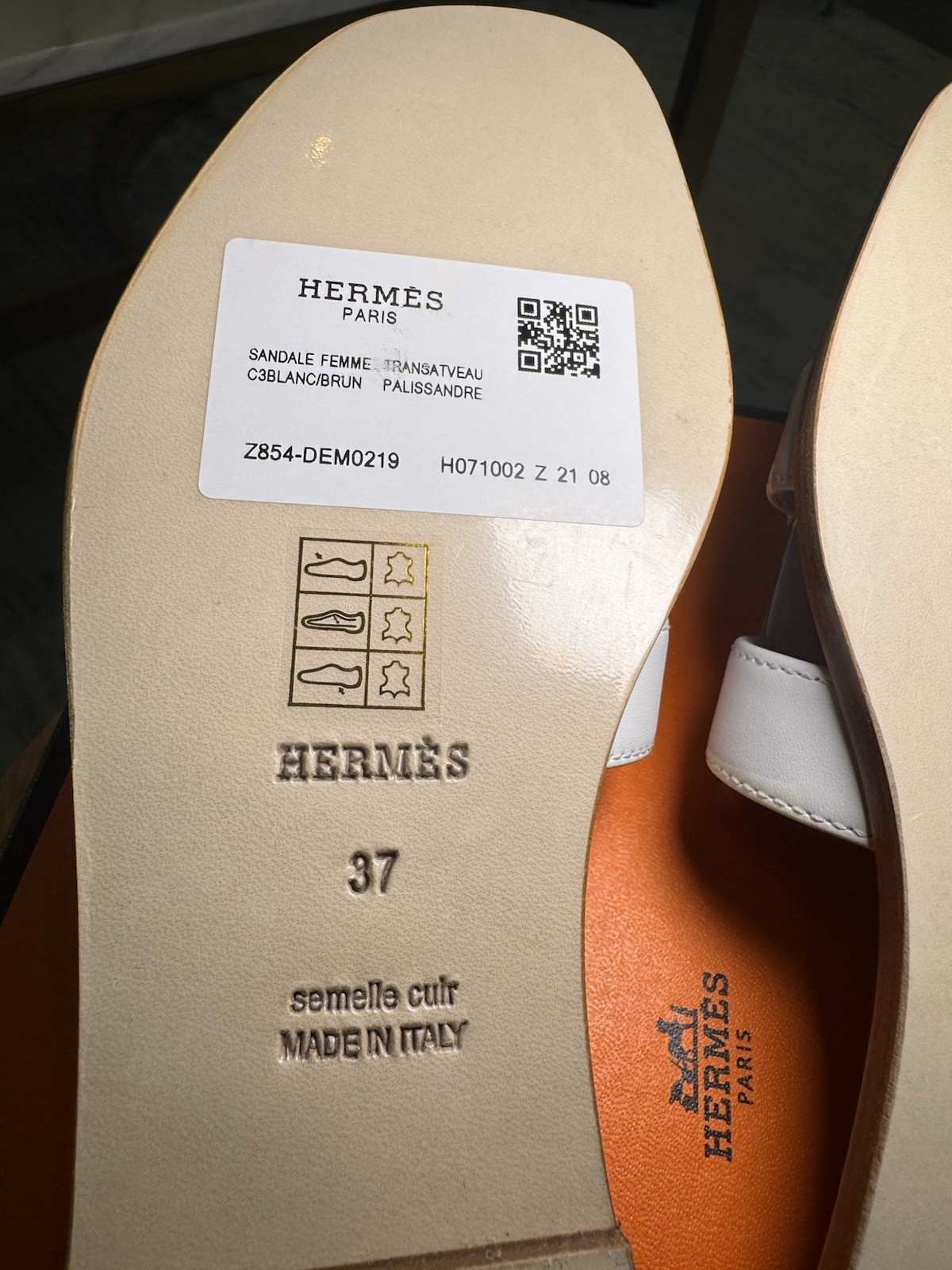 Hermes Oran Sandals – Size 37 – Limited Edition Printed Insole