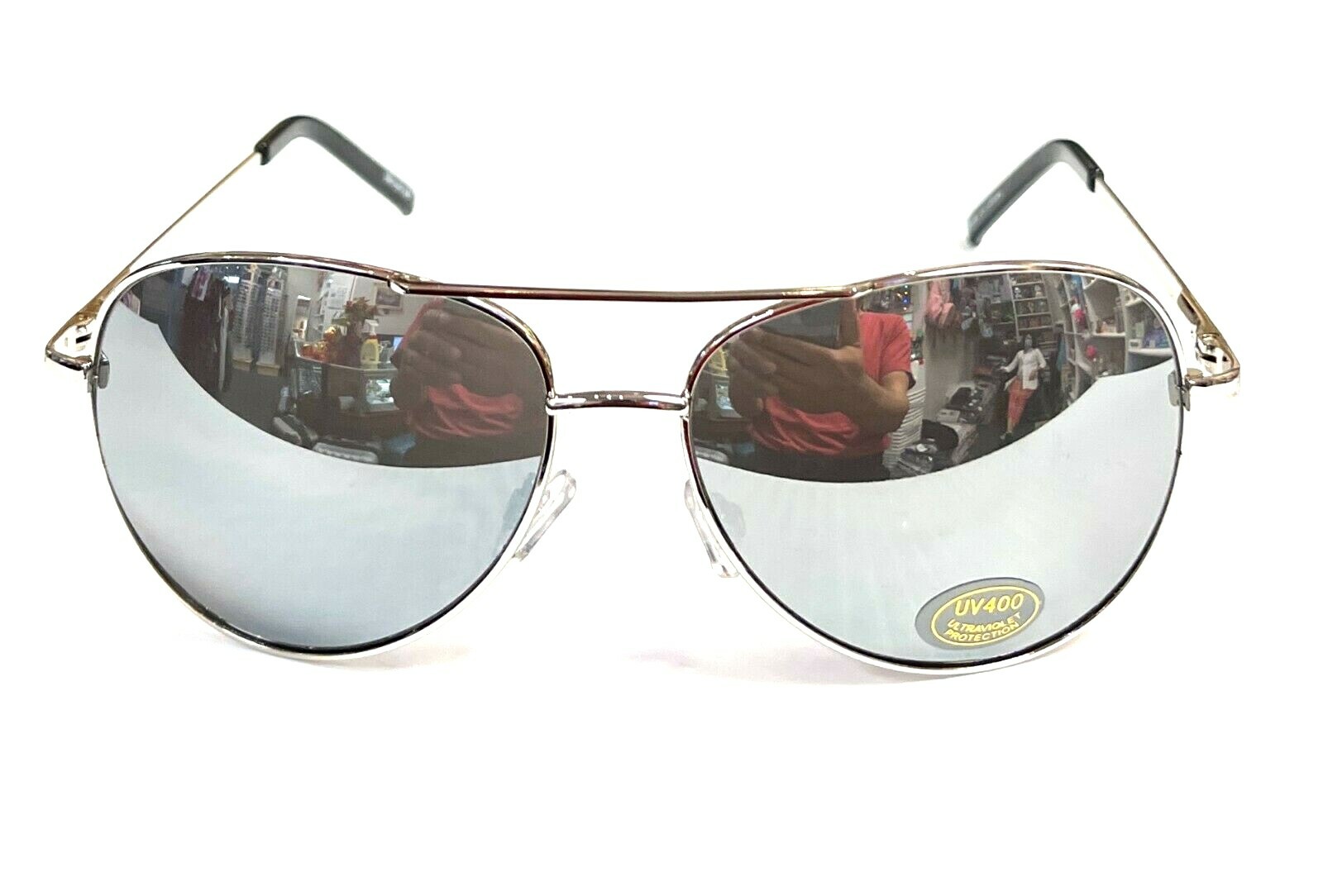 Aviator Sunglasses Black Mirror Lens Men Women Silver Spring Hinge Pilot UV 400