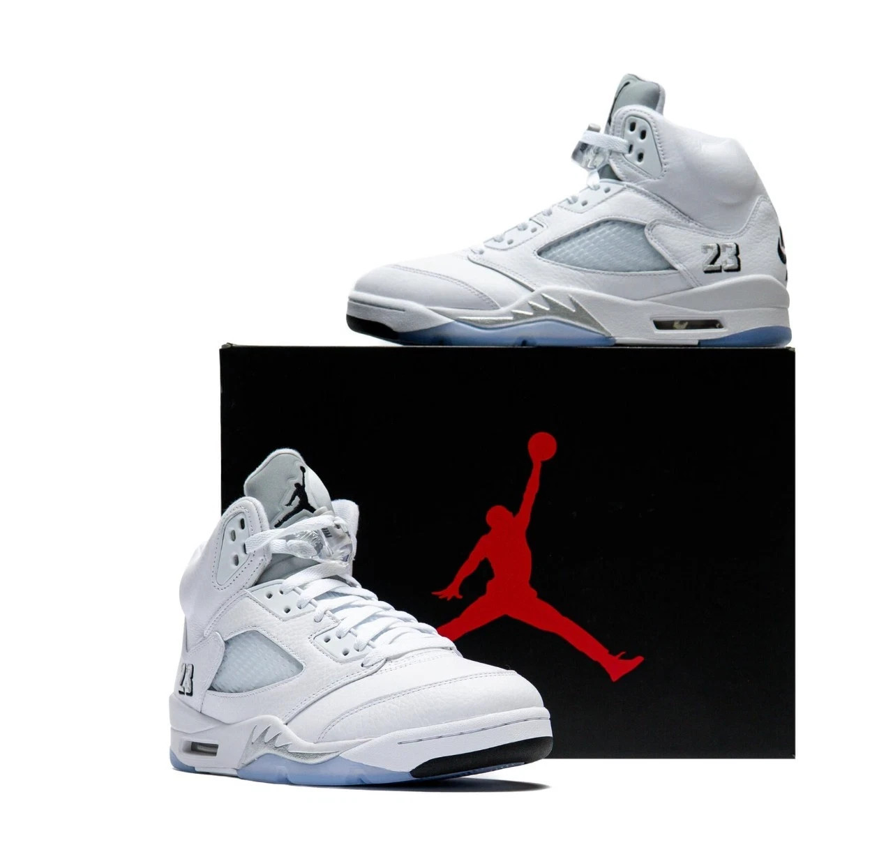 Nike Air Jordan 5 Retro White Black Ice Leather Streetwear Sneakers Unisex