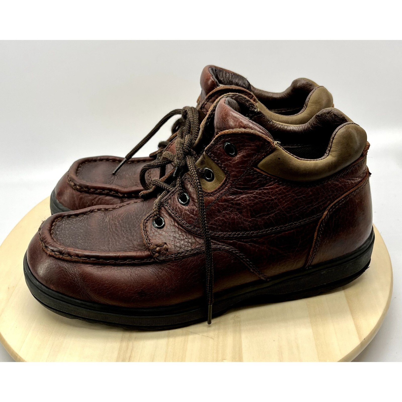 Work N Sport Brown Leather Mid Soft Toe Work Shoe sz 10 1/2 M (S1654)