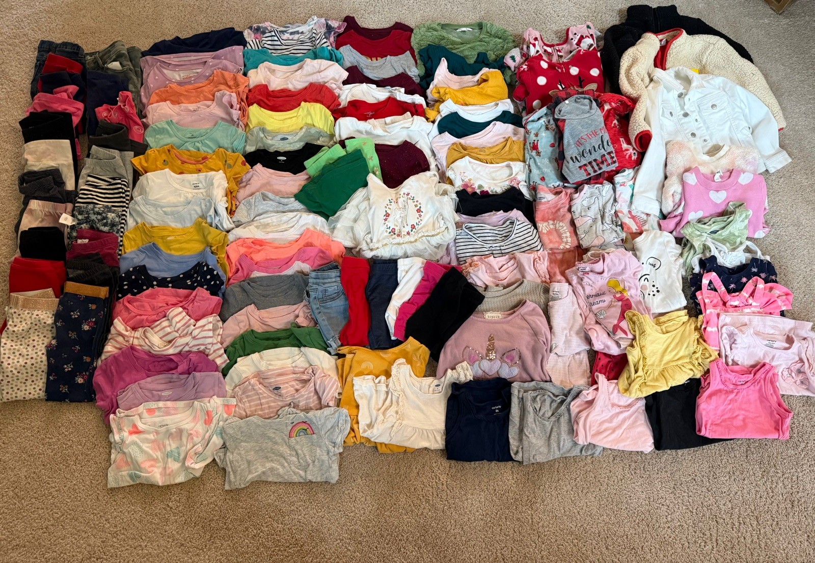 4T girls HUGE LOT, 120+ items: pants, shorts, shirts, pajamas, jackets, +more