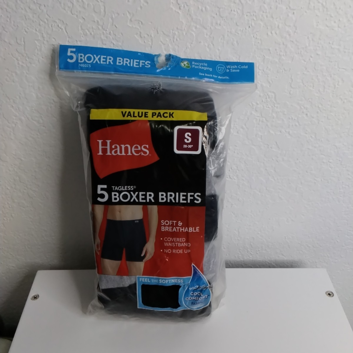 Hanes Underwear Mens Small 28/30 Boxer Briefs Black Gray 5 Pairs damaged pack