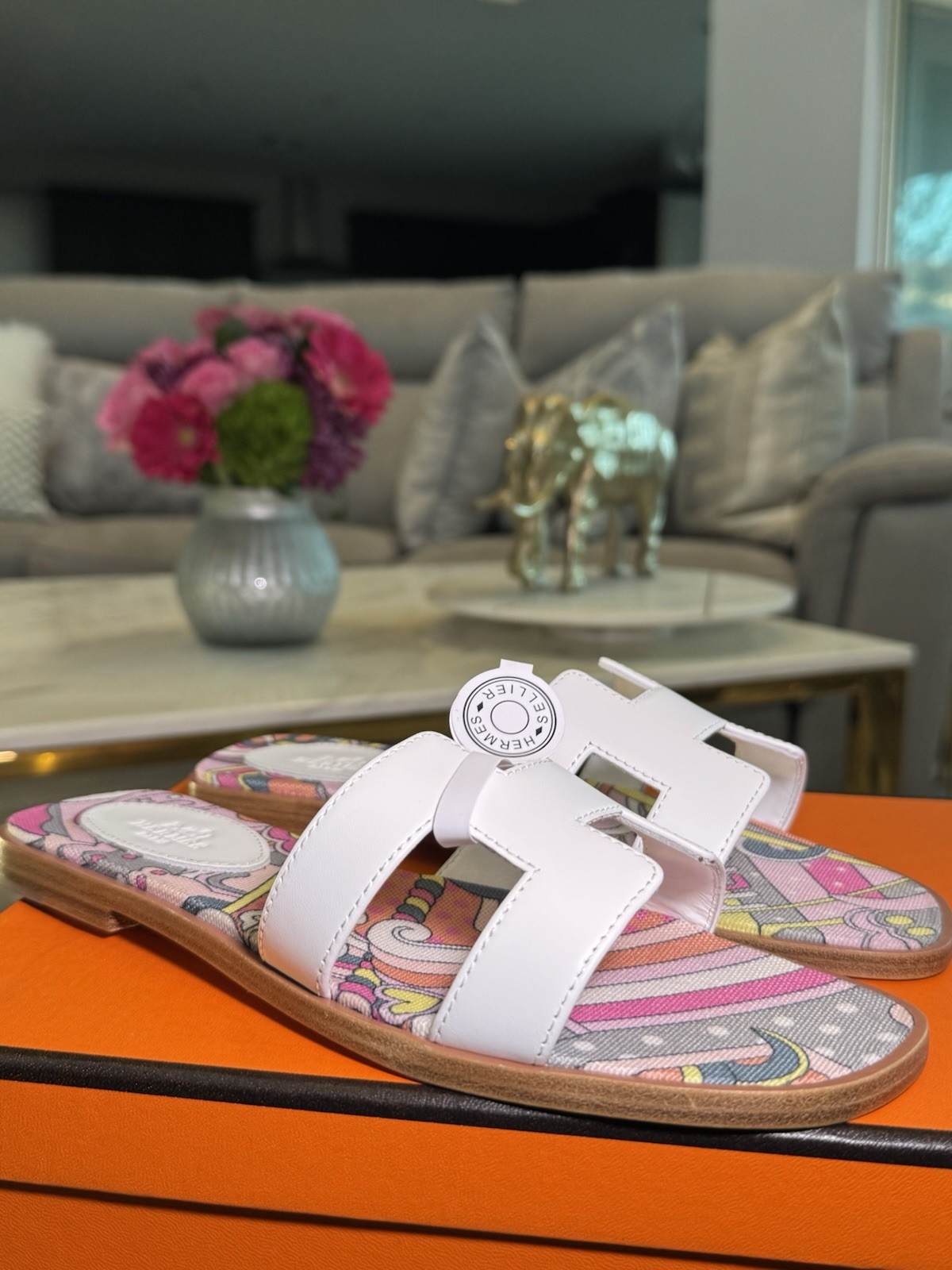 Hermes Oran Sandals – Size 37 – Limited Edition Printed Insole