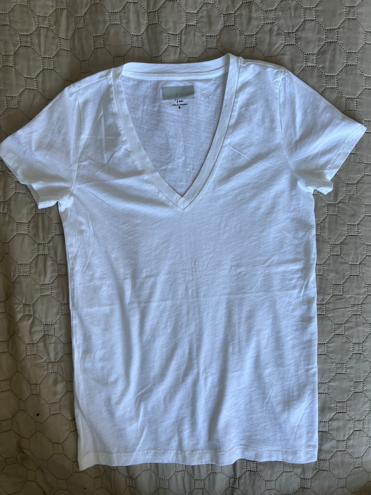 New S size J.Crew Slub 100% cotton white V Neck Tee t-shirt