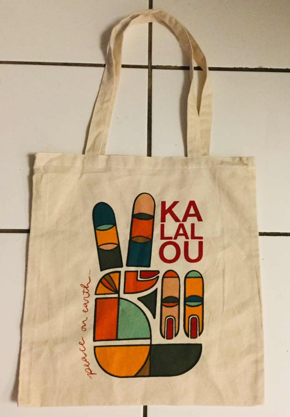 KALALOU Home Decor Tote BAG Decor Canvas Shopping NWOT Peace on Earth