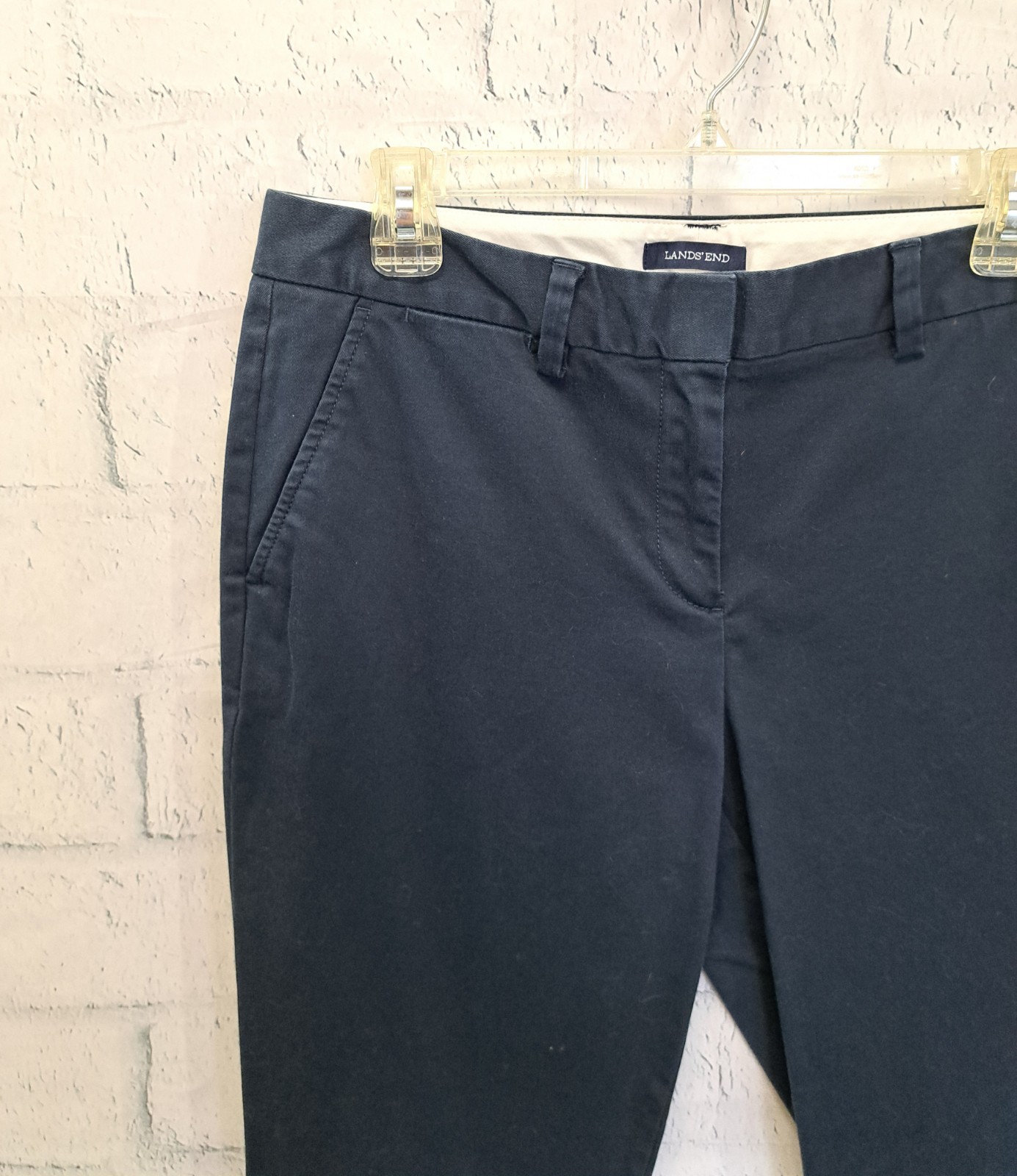 Sz 10 Lands End navy or black cotton straight leg pants