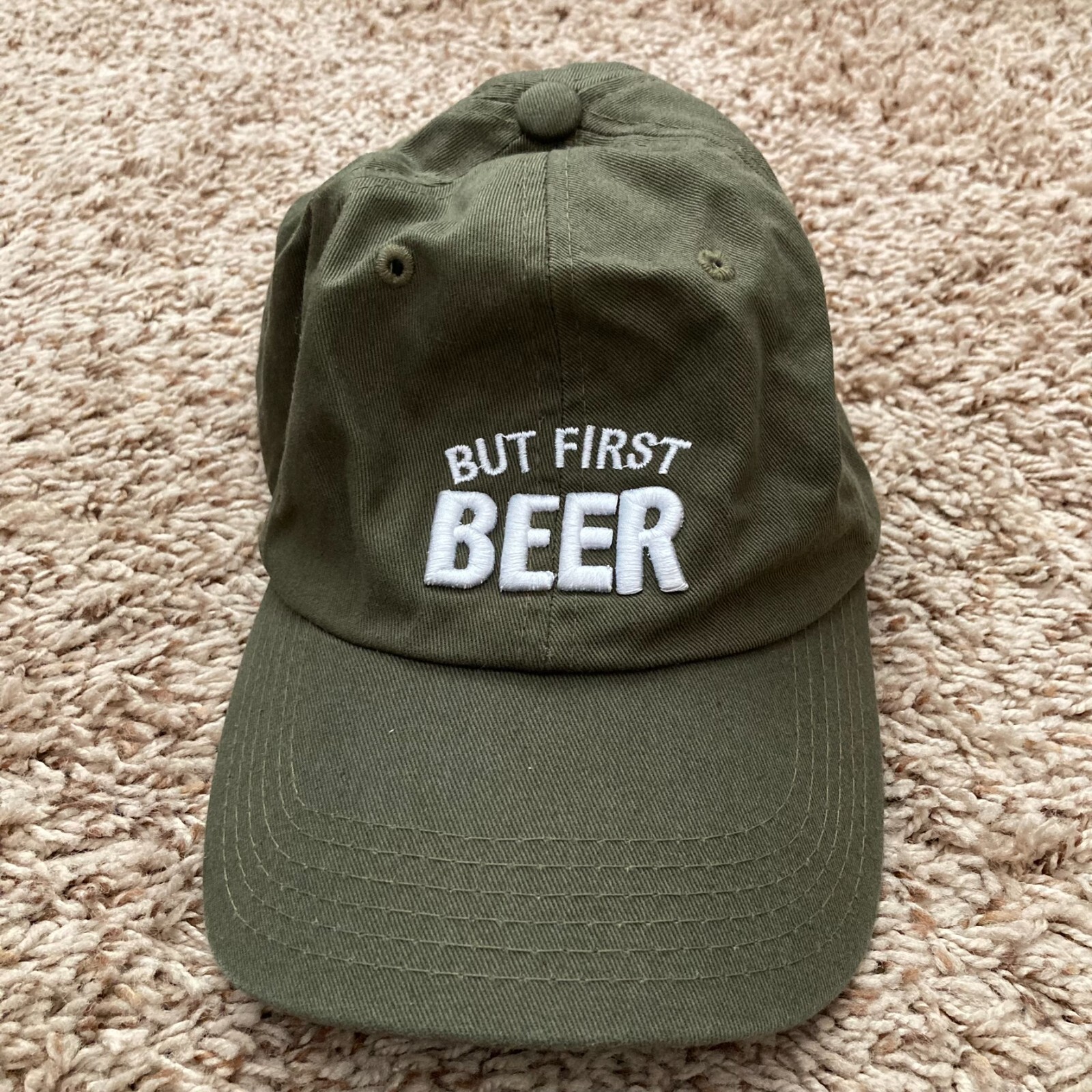 Top Level Dad Hat Unisex OS Olive Adjustable Baseball Hat 6-Panel Soft Top Beer