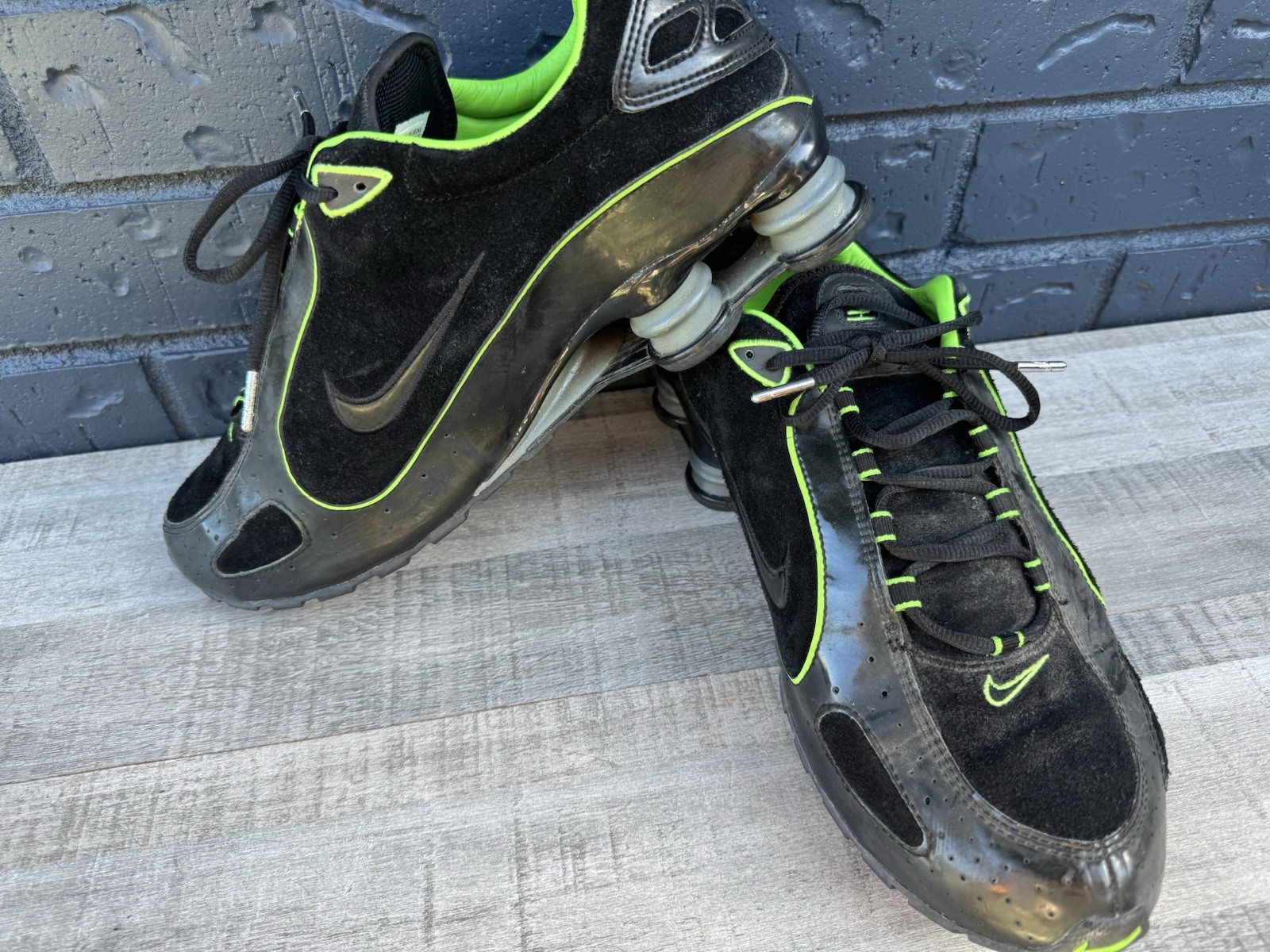 Nike Shox Monster Black Green Sneakers Athletic Shoes Men Size 14 Vintage Rare