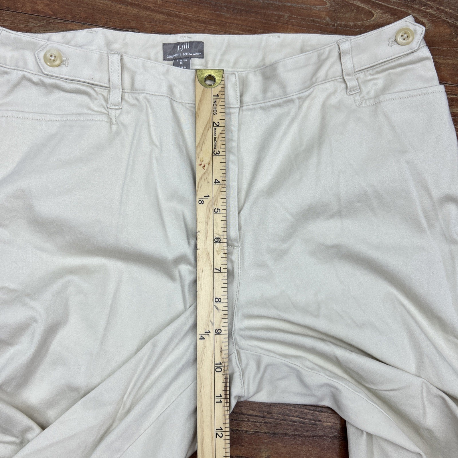 J. JILL Genuine Fit Below Waist Stretch Cream Womens Dress Pants Office Size 10